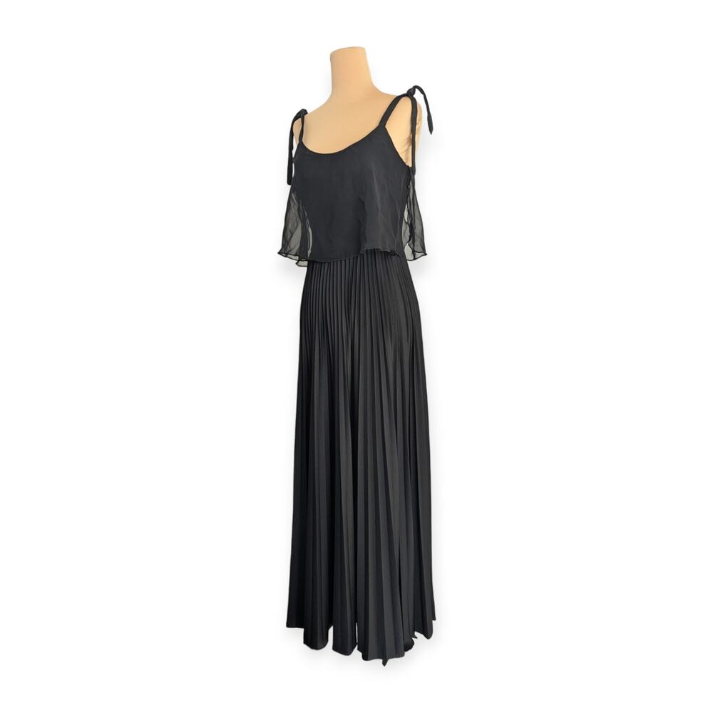 70s Black Pleated Gown